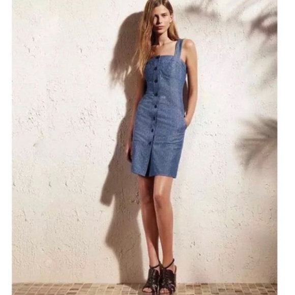 Derek Lam Chambray Button Down Sleeveless Dress with Pockets SZ 8 - Picture 15 of 15